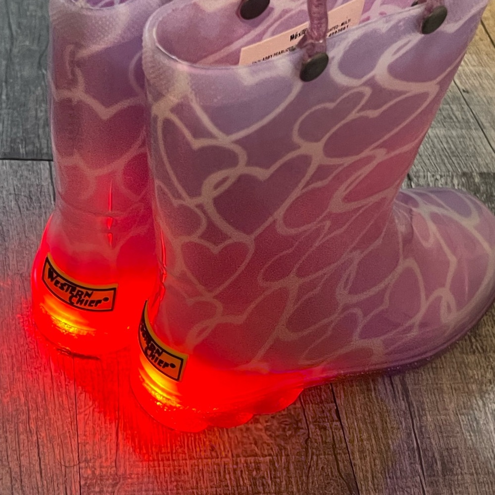 Western Chief Purple Heart Light-Up Rain Boots